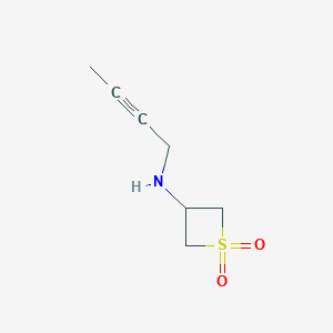 molecular formula C7H11NO2S B13015277 3-(But-2-yn-1-ylamino)thietane1,1-dioxide 