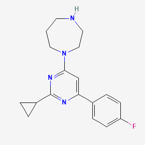 molecular formula C18H21FN4 B13015321 1-(2-Cyclopropyl-6-(4-fluorophenyl)pyrimidin-4-yl)-1,4-diazepane 