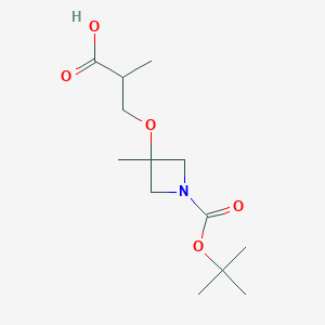 molecular formula C13H23NO5 B13015347 3-({1-[(Tert-butoxy)carbonyl]-3-methylazetidin-3-yl}oxy)-2-methylpropanoic acid 