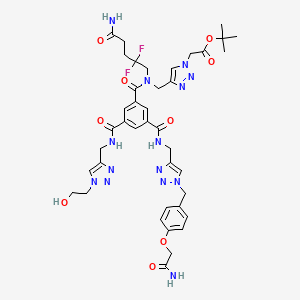 tert-Butyl 2-(4-((N-(5-amino-2,2-difluoro-5-oxopentyl)-3-(((1-(4-(2-amino-2-oxoethoxy)benzyl)-1H-1,2,3-triazol-4-yl)methyl)carbamoyl)-5-(((1-(2-hydroxyethyl)-1H-1,2,3-triazol-4-yl)methyl)carbamoyl)benzamido)methyl)-1H-1,2,3-triazol-1-yl)acetate