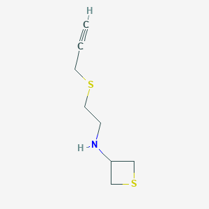 molecular formula C8H13NS2 B13015361 N-(2-(Prop-2-yn-1-ylthio)ethyl)thietan-3-amine 