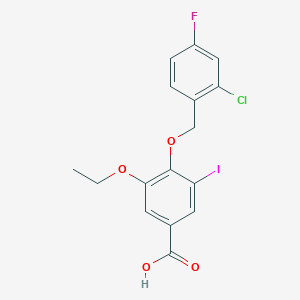 molecular formula C16H13ClFIO4 B13015377 4-((2-Chloro-4-fluorobenzyl)oxy)-3-ethoxy-5-iodobenzoic acid 