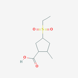 molecular formula C9H16O4S B13015381 4-(Ethylsulfonyl)-2-methylcyclopentanecarboxylic acid 