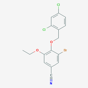 molecular formula C16H12BrCl2NO2 B13015384 3-Bromo-4-((2,4-dichlorobenzyl)oxy)-5-ethoxybenzonitrile 