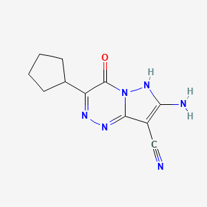 molecular formula C11H12N6O B13015437 7-Amino-3-cyclopentyl-4-oxo-1,4-dihydropyrazolo[5,1-c][1,2,4]triazine-8-carbonitrile 