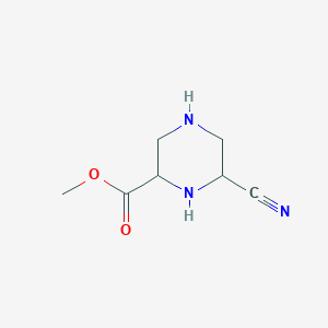 molecular formula C7H11N3O2 B13015490 Methyl 6-cyanopiperazine-2-carboxylate 