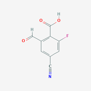 molecular formula C9H4FNO3 B13015600 4-Cyano-2-fluoro-6-formylbenzoic acid 