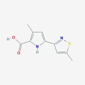 molecular formula C10H10N2O2S B13015678 3-Methyl-5-(5-methylisothiazol-3-yl)-1H-pyrrole-2-carboxylic acid 