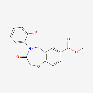 molecular formula C17H14FNO4 B13015827 Methyl 4-(2-fluorophenyl)-3-oxo-2,3,4,5-tetrahydrobenzo[f][1,4]oxazepine-7-carboxylate 