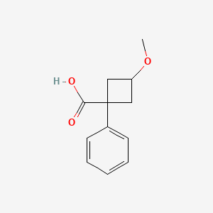 molecular formula C12H14O3 B13015926 3-Methoxy-1-phenylcyclobutanecarboxylic acid 