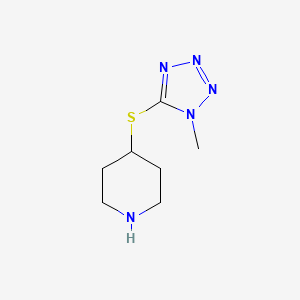 molecular formula C7H13N5S B13015931 4-((1-Methyl-1H-tetrazol-5-yl)thio)piperidine 