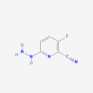 molecular formula C6H5FN4 B13015974 3-Fluoro-6-hydrazinylpicolinonitrile 