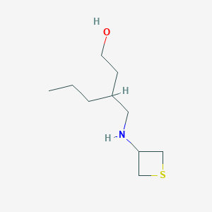 molecular formula C10H21NOS B13016071 3-((Thietan-3-ylamino)methyl)hexan-1-ol 