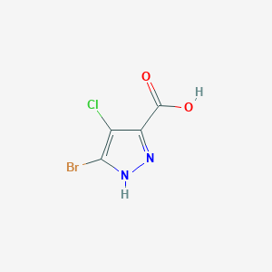 molecular formula C4H2BrClN2O2 B13016114 5-Bromo-4-chloro-1H-pyrazole-3-carboxylic acid 