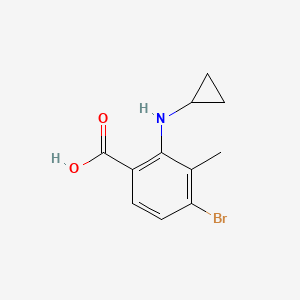 molecular formula C11H12BrNO2 B13016123 4-Bromo-2-(cyclopropylamino)-3-methylbenzoic acid 