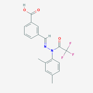 3-((2-(2,4-Dimethylphenyl)-2-(2,2,2-trifluoroacetyl)hydrazono)methyl)benzoic acid