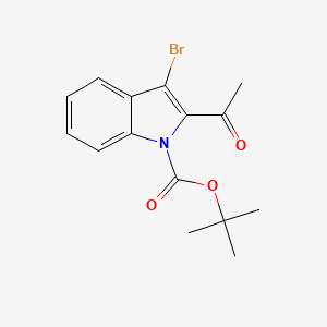 molecular formula C15H16BrNO3 B13016142 tert-Butyl 2-acetyl-3-bromo-1H-indole-1-carboxylate 