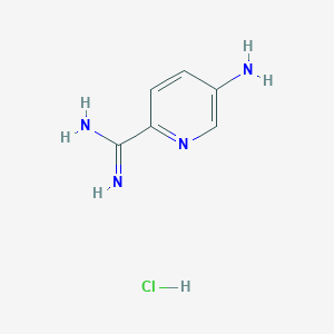 molecular formula C6H9ClN4 B13016264 5-Aminopyridine-2-carboximidamide hydrochloride 