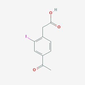 molecular formula C10H9IO3 B13016306 2-(4-Acetyl-2-iodophenyl)acetic acid 