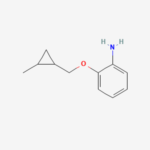 molecular formula C11H15NO B13016387 2-((2-Methylcyclopropyl)methoxy)aniline 