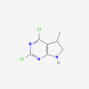 molecular formula C7H7Cl2N3 B13016446 2,4-dichloro-5-methyl-6,7-dihydro-5H-pyrrolo[2,3-d]pyrimidine 