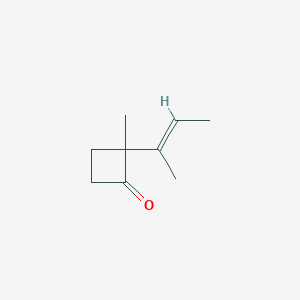 molecular formula C9H14O B13016481 (E)-2-(But-2-EN-2-YL)-2-methylcyclobutanone 