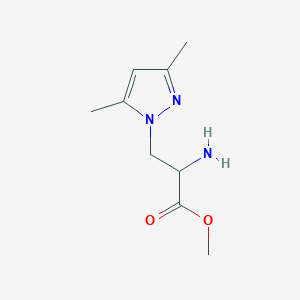 molecular formula C9H15N3O2 B13016544 Methyl 2-amino-3-(3,5-dimethyl-1H-pyrazol-1-yl)propanoate 