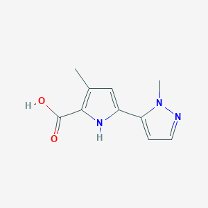 molecular formula C10H11N3O2 B13016559 3-Methyl-5-(1-methyl-1H-pyrazol-5-yl)-1H-pyrrole-2-carboxylic acid 