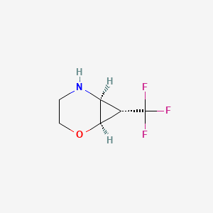 molecular formula C6H8F3NO B13016668 (1R,6S,7S)-7-(trifluoromethyl)-2-oxa-5-azabicyclo[4.1.0]heptane 