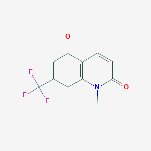 molecular formula C11H10F3NO2 B13016704 1-Methyl-7-(trifluoromethyl)-7,8-dihydroquinoline-2,5(1H,6H)-dione 