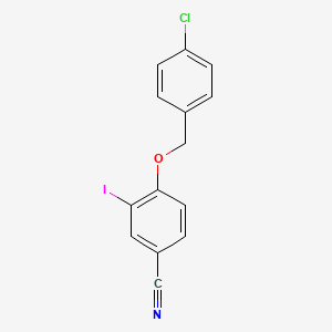 molecular formula C14H9ClINO B13016730 4-((4-Chlorobenzyl)oxy)-3-iodobenzonitrile 