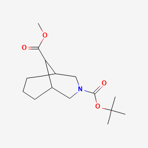 molecular formula C15H25NO4 B13016764 3-(tert-Butyl)9-methyl3-azabicyclo[3.3.1]nonane-3,9-dicarboxylate 