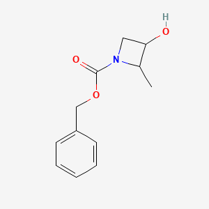 molecular formula C12H15NO3 B13016784 Benzyl 3-hydroxy-2-methylazetidine-1-carboxylate 