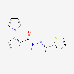 molecular formula C15H13N3OS2 B1301680 3-(1H-pyrrol-1-yl)-N'-[(E)-1-(2-thienyl)ethylidene]-2-thiophenecarbohydrazide 