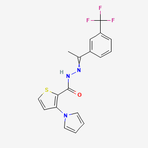 molecular formula C18H14F3N3OS B1301681 3-(1H-pyrrol-1-yl)-N'-{(E)-1-[3-(trifluoromethyl)phenyl]ethylidene}-2-thiophenecarbohydrazide 