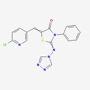 molecular formula C17H11ClN6OS B1301686 5-[(Z)-(6-chloro-3-pyridinyl)methylidene]-3-phenyl-2-(4H-1,2,4-triazol-4-ylimino)-1,3-thiazolan-4-one 