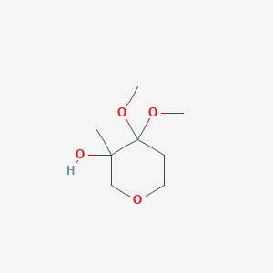 molecular formula C8H16O4 B13016866 4,4-dimethoxy-3-methyltetrahydro-2H-pyran-3-ol 