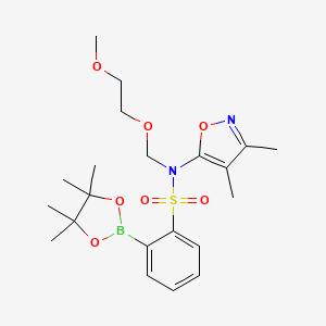 molecular formula C21H31BN2O7S B13016900 N-(3,4-Dimethylisoxazol-5-yl)-N-((2-methoxyethoxy)methyl)-2-(4,4,5,5-tetramethyl-1,3,2-dioxaborolan-2-yl)benzenesulfonamide 