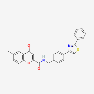 6-Methyl-4-oxo-N-(4-(2-phenylthiazol-4-yl)benzyl)-4H-chromene-2-carboxamide