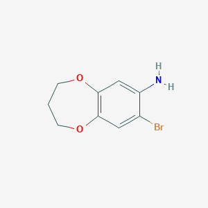 molecular formula C9H10BrNO2 B13016931 8-Bromo-3,4-dihydro-2H-benzo[b][1,4]dioxepin-7-amine 