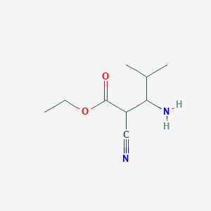 molecular formula C9H16N2O2 B13016970 Ethyl 3-amino-2-cyano-4-methylpentanoate 