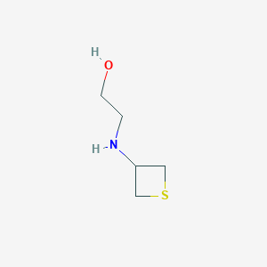 molecular formula C5H11NOS B13017070 2-(Thietan-3-ylamino)ethan-1-ol 