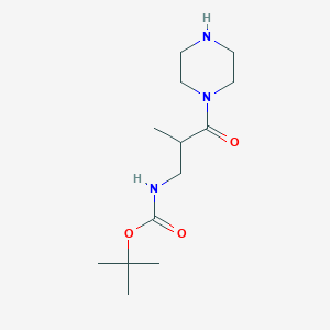 molecular formula C13H25N3O3 B13017097 tert-butyl N-[2-methyl-3-oxo-3-(piperazin-1-yl)propyl]carbamate 