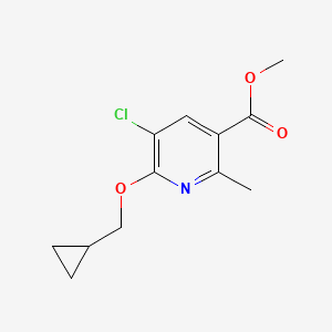 molecular formula C12H14ClNO3 B13017299 Methyl 5-chloro-6-(cyclopropylmethoxy)-2-methylnicotinate 