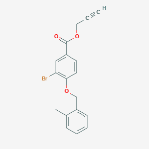 molecular formula C18H15BrO3 B13017327 Prop-2-yn-1-yl 3-bromo-4-((2-methylbenzyl)oxy)benzoate 