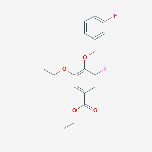 molecular formula C19H18FIO4 B13017570 Allyl 3-ethoxy-4-((3-fluorobenzyl)oxy)-5-iodobenzoate 