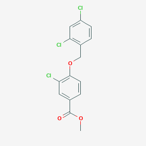 molecular formula C15H11Cl3O3 B13017763 Methyl 3-chloro-4-((2,4-dichlorobenzyl)oxy)benzoate 