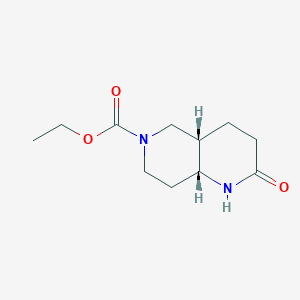 molecular formula C11H18N2O3 B13018504 Ethyl (4aS,8aR)-2-oxooctahydro-1,6-naphthyridine-6(2H)-carboxylate 