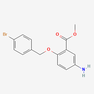 molecular formula C15H14BrNO3 B13018515 Methyl 5-amino-2-((4-bromobenzyl)oxy)benzoate 