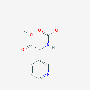 molecular formula C13H18N2O4 B13018516 Methyl 2-((tert-butoxycarbonyl)amino)-2-(pyridin-3-yl)acetate 